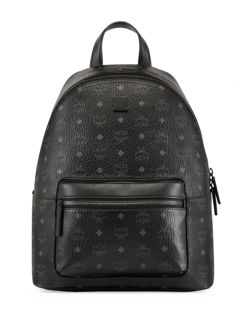MCM Black Logo-Print Leather Backpack
